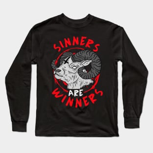 Sinners are Winners I Goth Death Metal I Satanic Goat design Long Sleeve T-Shirt